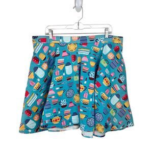 Eva Rose Circle Skirt Women 1X Blue Kitchen Themed A-Line Round Mini Bottoms